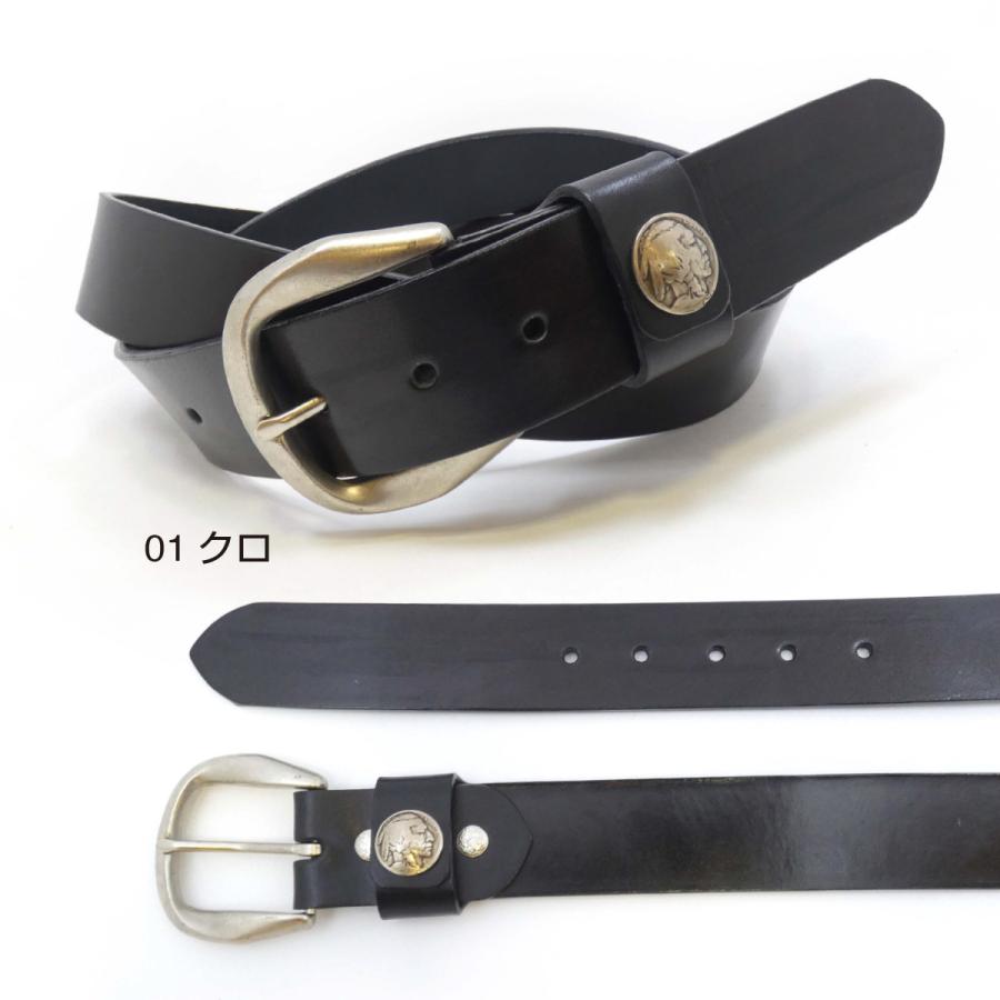 40mm コンチョ ベルト サドルレザー クロ 本革 革 レザー カジュアル
