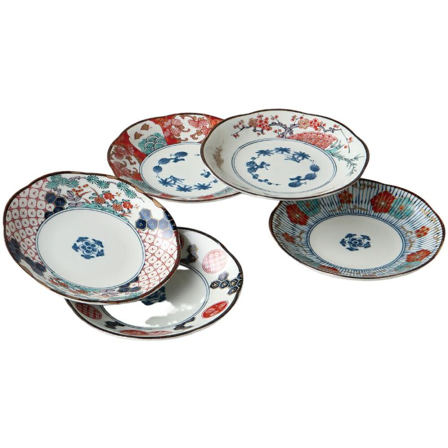 中皿 染錦古伊万里 中皿揃 美濃焼 日本製 食洗機対応 かわいい