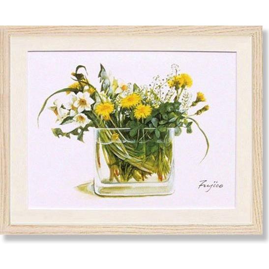 絵画 花 橋本不二子・たんぽぽ 植物画 インテリア 花瓶とフラワー