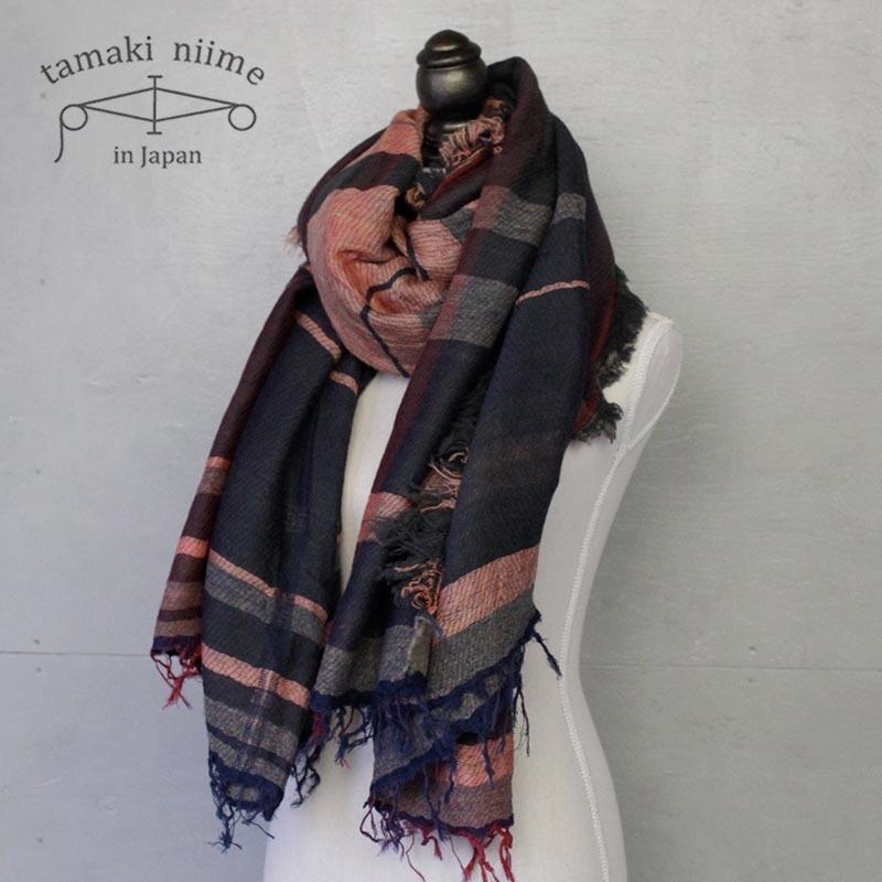 tamaki niime 播州織 ウールコットンショールL roots shawl BIG 110