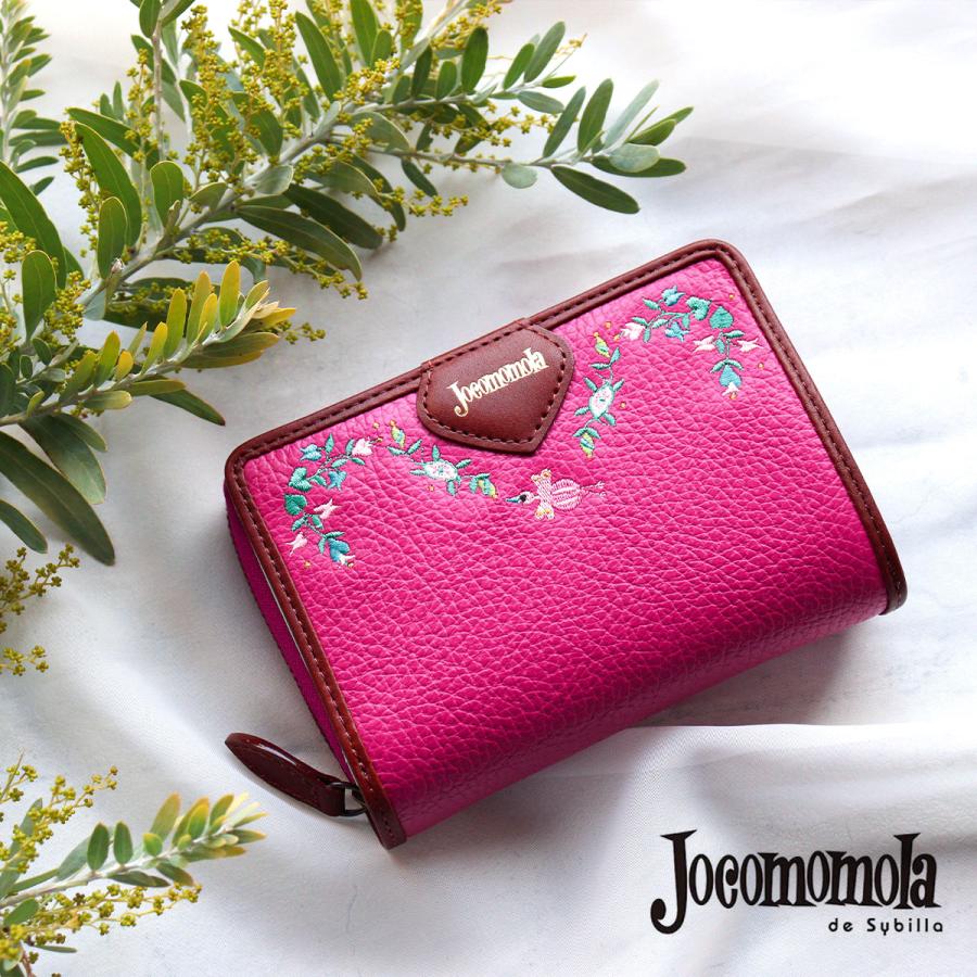Jocomomola（ホコモモラ） 二つ折り財布 刺繍 鳥 ペタロ 5380170