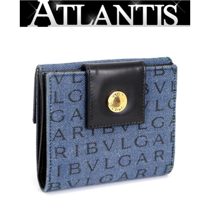 BVLGARI（ブルガリ） ダブルホック デニム ロゴマニア 二つ折り