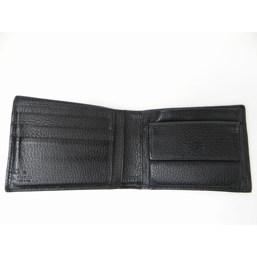 GG GUCCI グッチ 143384 GGキャンバス 二つ折り財布 ブラック＜USED