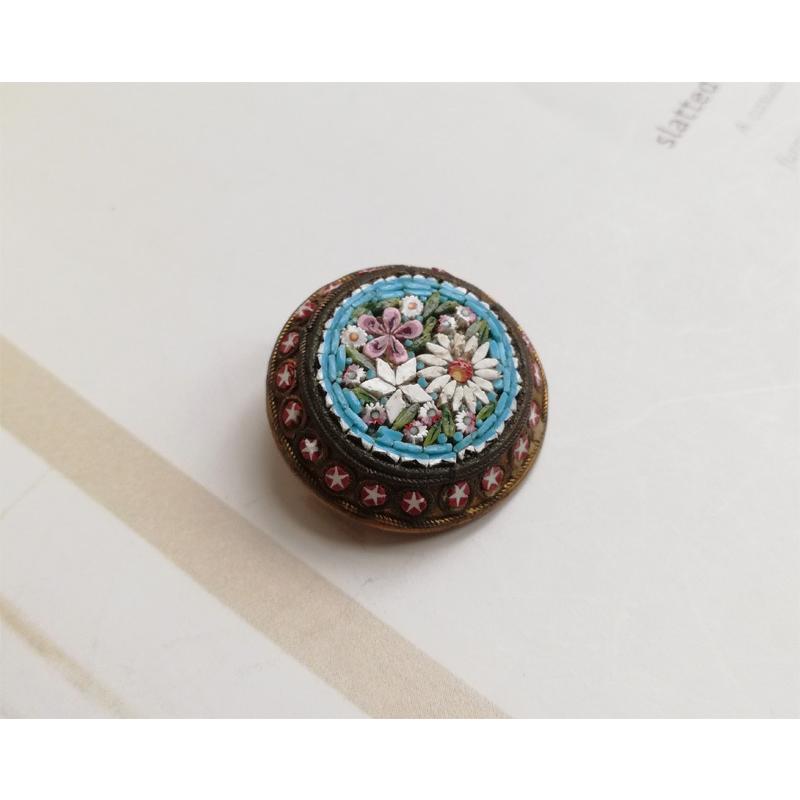 イタリアン マイクロモザイク ブローチ イタリアアンティーク : BAU