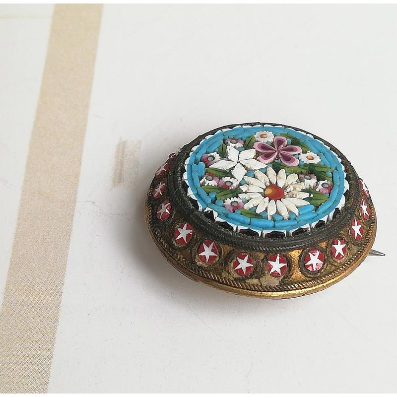 イタリアン マイクロモザイク ブローチ イタリアアンティーク : BAU