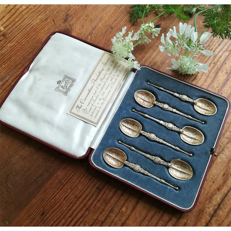 スターリングシルバーアノインティングスプーン1937 Coronation