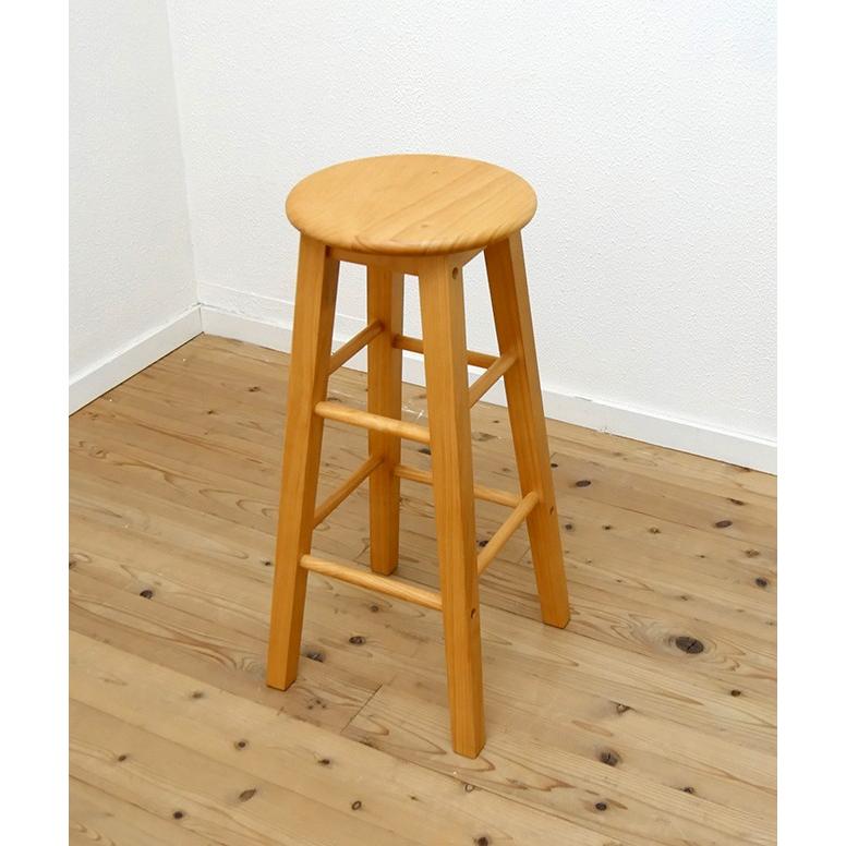 ラッカー塗装 カントリーパインスツール Lサイズ 座面70cm 組立品 無垢