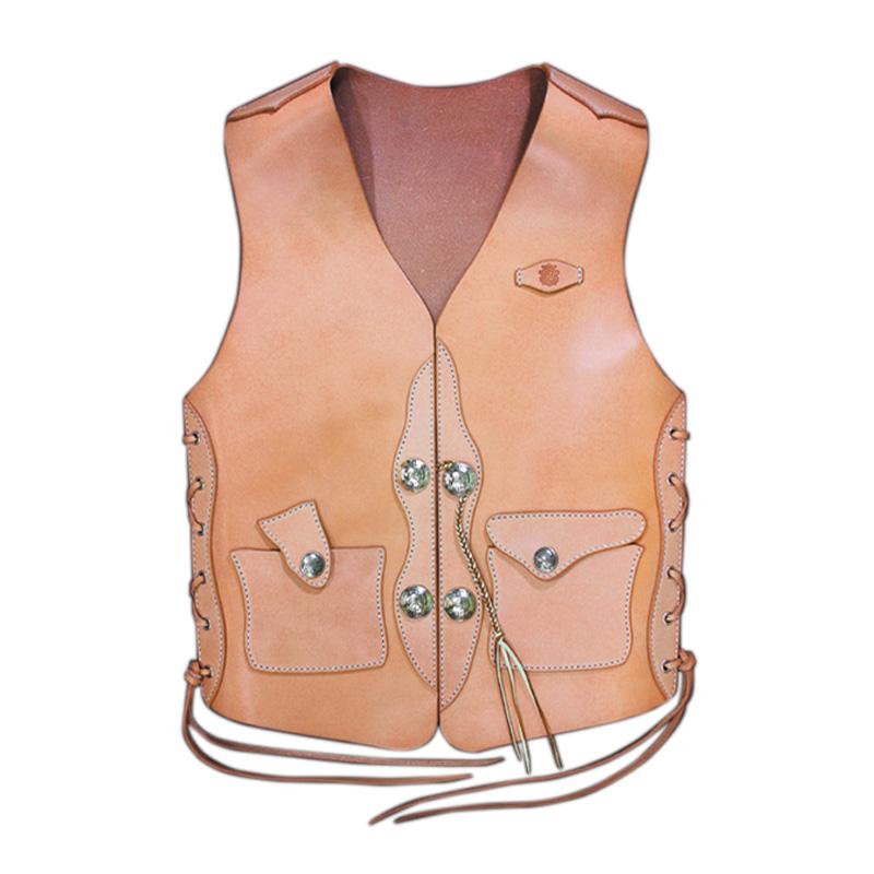 サドルベスト Aタイプ きなり コンチョ付き レザーベスト 革ベスト
