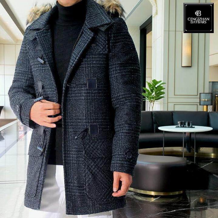 ダッフルコート メンズ ツイード ハーフコート 中綿キルティング