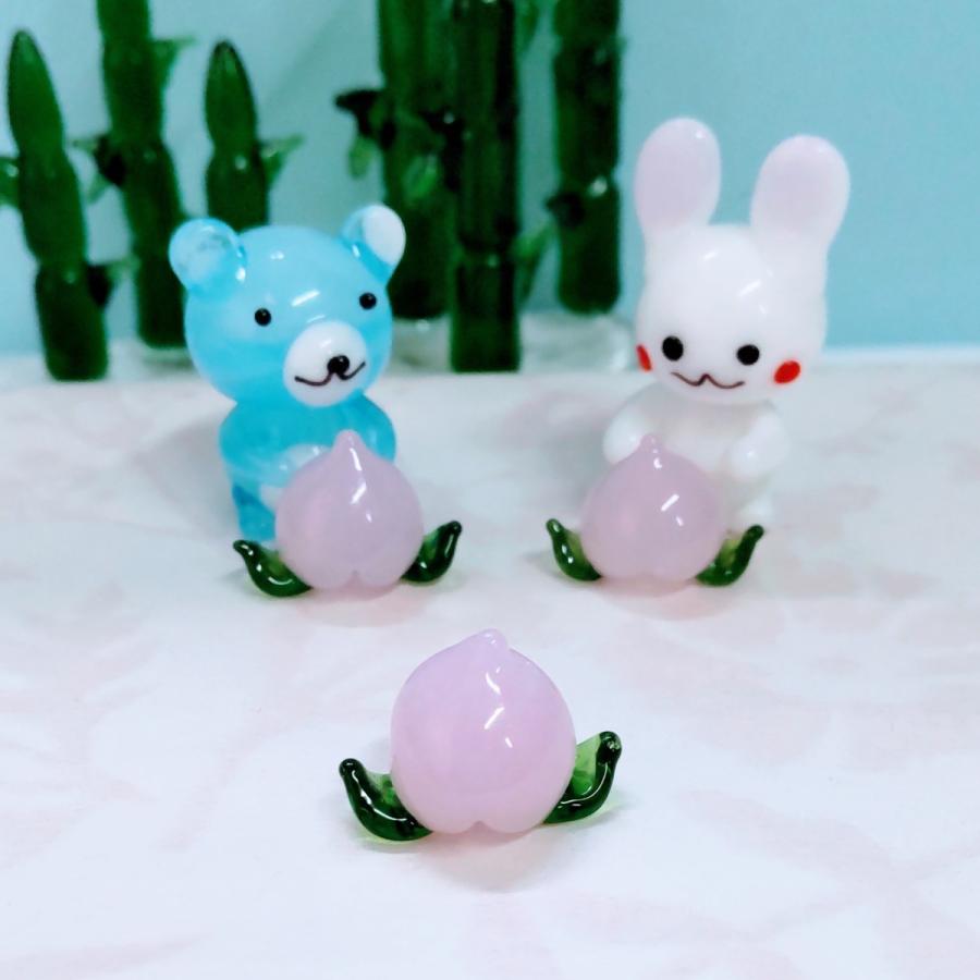 ガラス細工 桃 (S) ミニチュア 置物 雑貨 小物 ディスプレイ もも