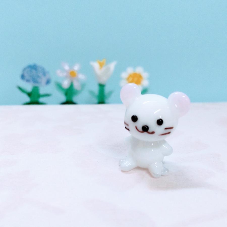 ガラス細工 ネズミ（S) 子 ミニチュア 置物 雑貨 十二支 干支 小物