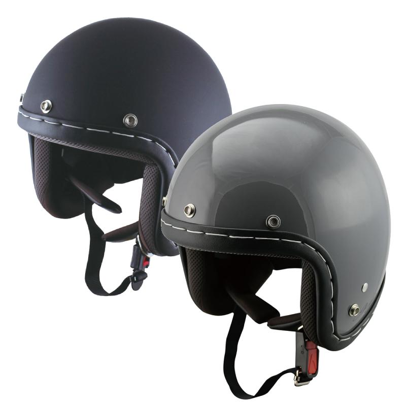 ジェットヘルメット ハンドメイドステッチ マットブラック・グレー BJS