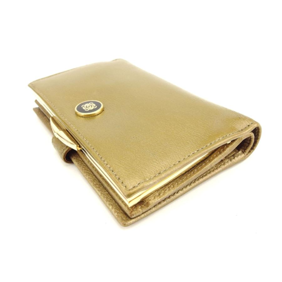 ロエベ がま口 財布 二つ折り レディース アナグラムボタン ゴールド