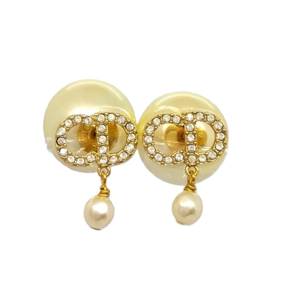 ディオール Dior トライバル ピアス メタル レジンパール