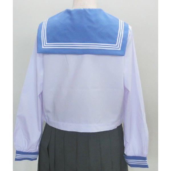 セーラー服 大きいサイズ長袖 白身頃×サックス衿 KURI-ORIクリオリ