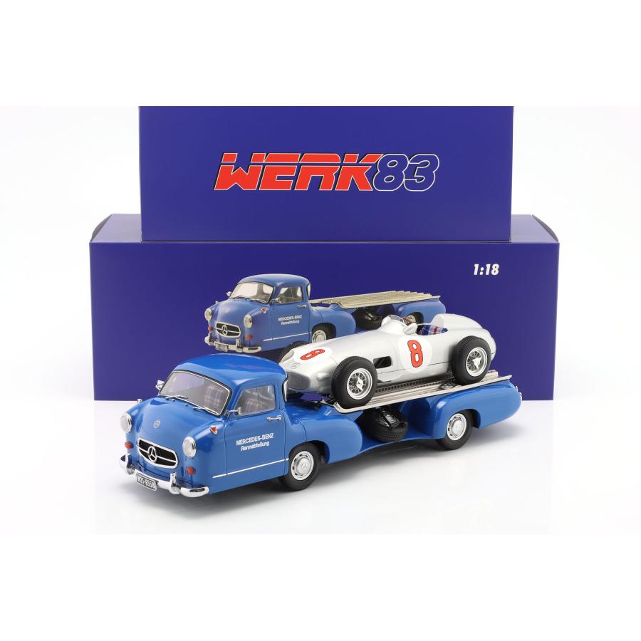Werk83 1/18 Mercedes Benz Renntransporter Blaue Wunder 1955 + W196