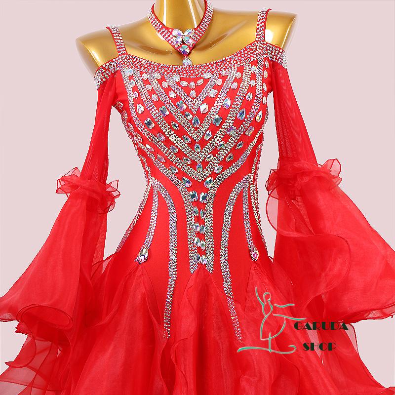 専用✨️豪華オーダー✨️社交ダンススタンダードドレス（Lサイズ）赤