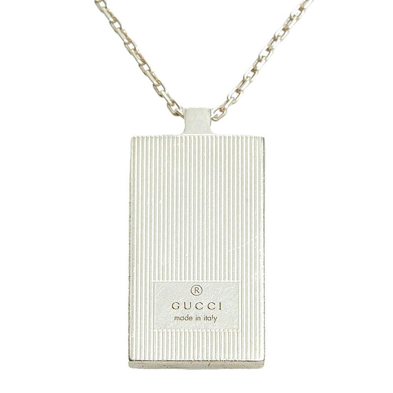 GUCCI（グッチ） ロゴ プレート ネックレス シルバー メタル