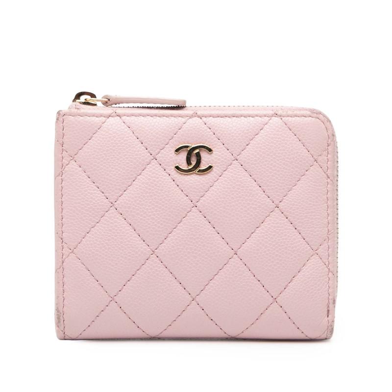 CHANEL（シャネル） マトラッセ ココマーク 二つ折り財布 ピンク