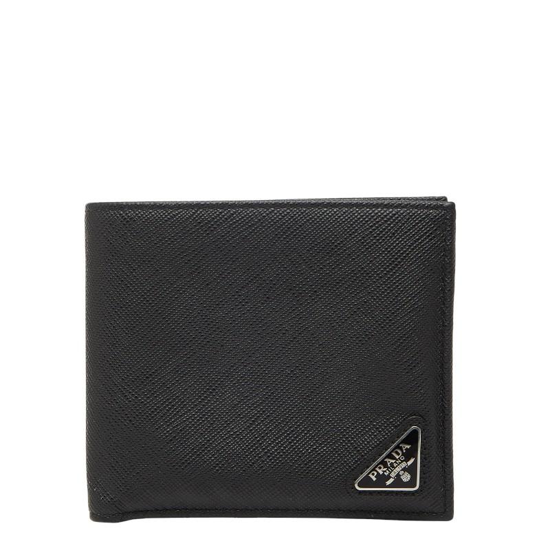 PRADA（プラダ） 三角ロゴプレート 二つ折り財布 ブラック