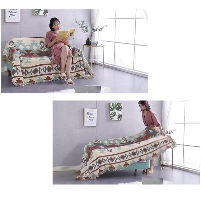 ソファーカバー マルチクロス 130×180cm 大判 フリンジ付き オルテガ