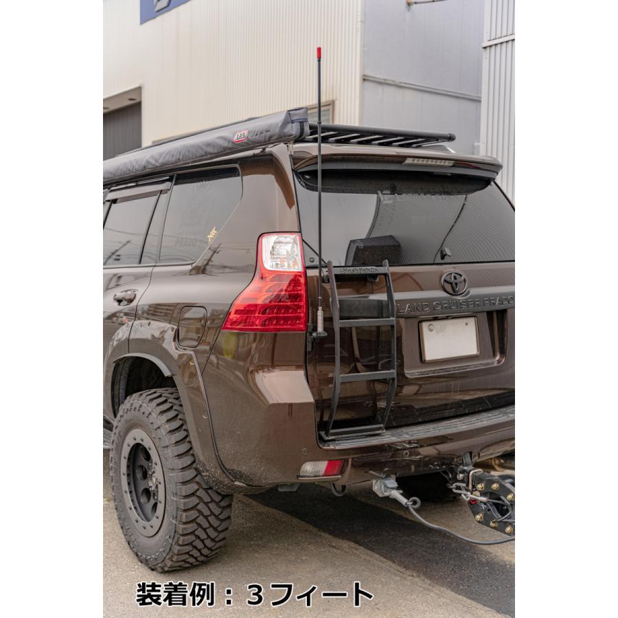 フラッグポール アンテナ ブラックポール 旗 スプリング付き 3フィート