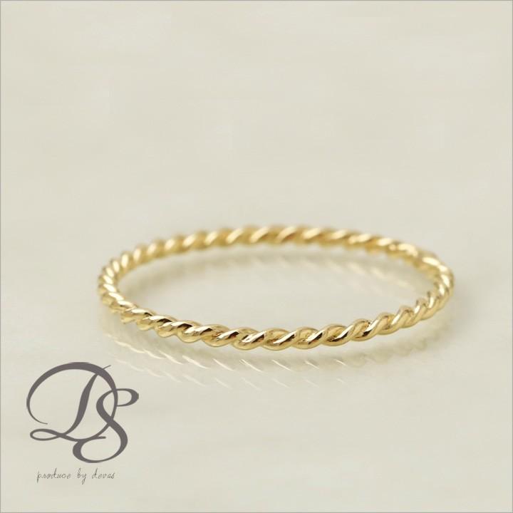 DEVAS 18金 リング k18 ピンキーリング k18リング スパイラル 18k 指輪