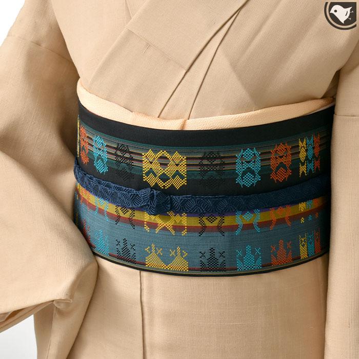 掘り出し帯！】首里花織 本場琉球 仲眞そめおり工房 謹製 九寸 名古屋