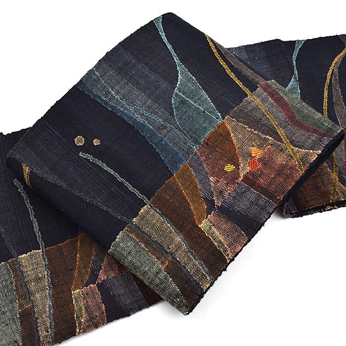 訳あり帯！)西陣織 老舗 渡文 謹製 手織り 真綿紬 八寸 名古屋帯 正絹