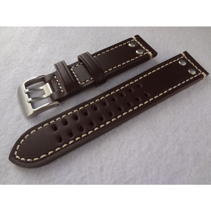 腕時計バンド Luminox用 22mm 茶色 本革 レザーベルト 茶 ブラウン