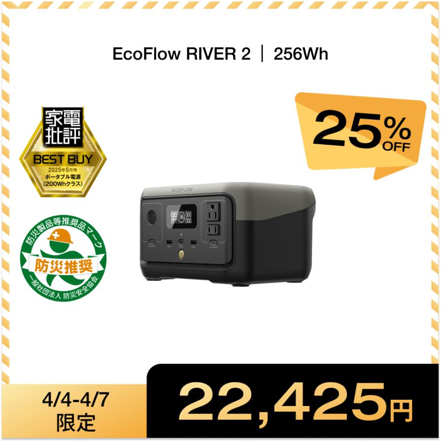ECOFLOW 防災グッズ ポータブル電源 リン酸鉄 EcoFlow RIVER 2 小型