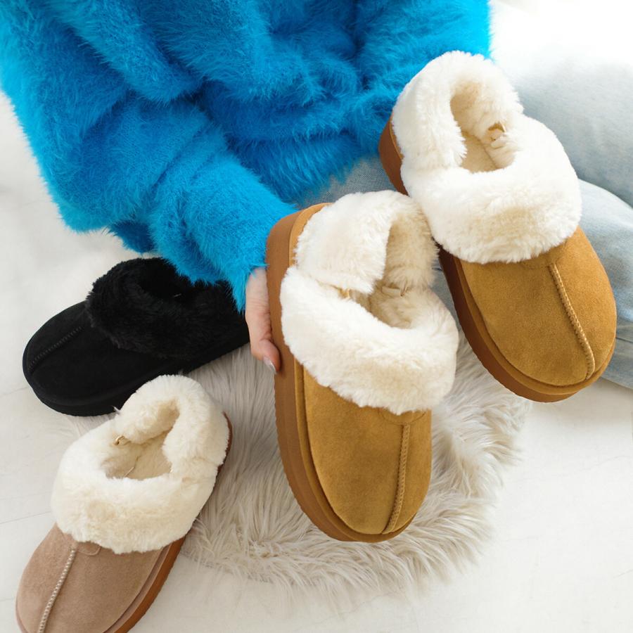 AmiAmi（アミアミ） サボ サンダル 厚底 レディース ボア 裏起毛 サボ