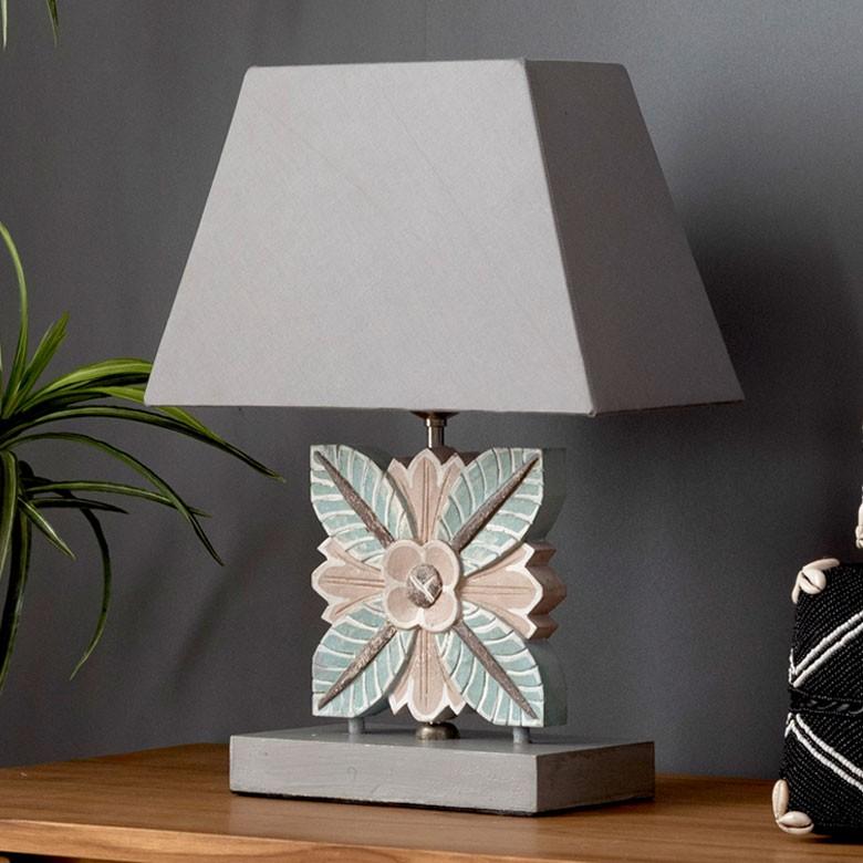 テーブルランプ デスクライト スタンドライト グリーンリーフ 木彫り