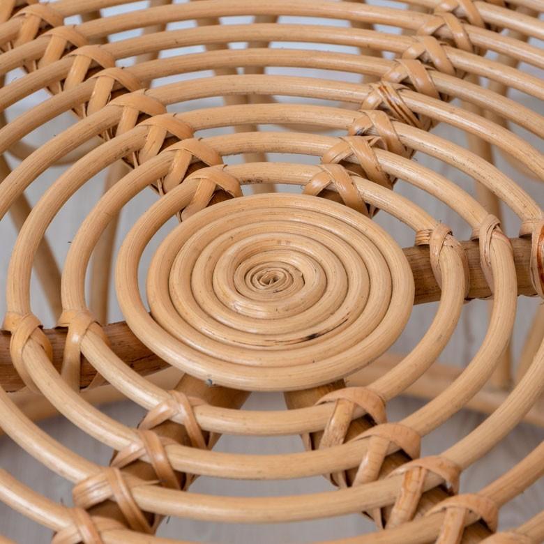 ELEMENTS センターテーブル ローテーブル ラタン 籐 ガラス天板