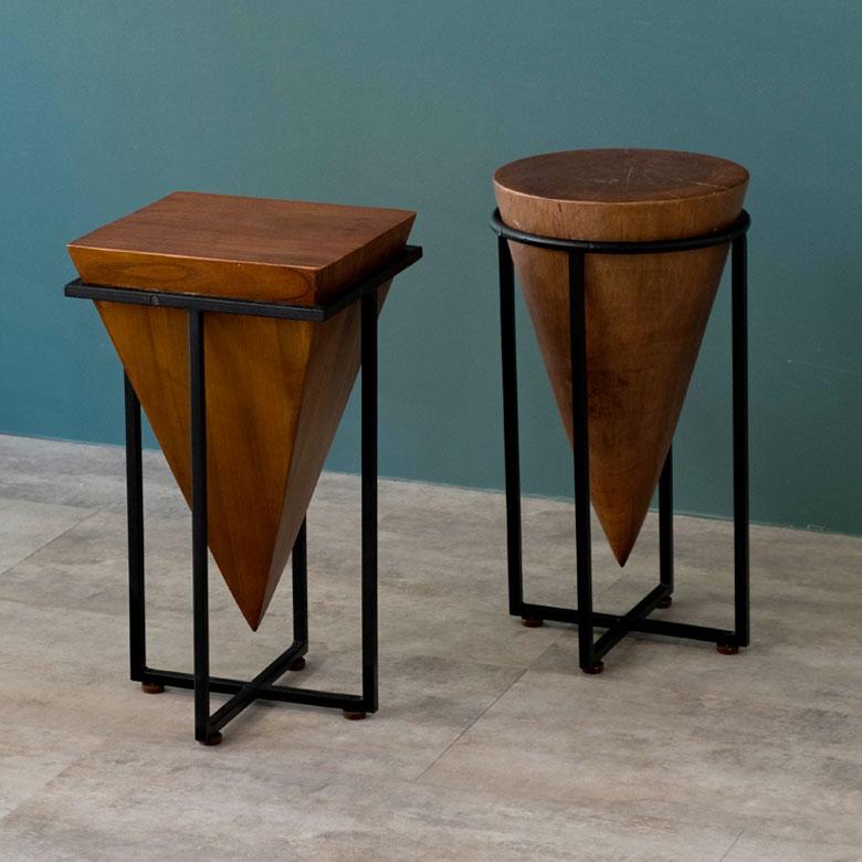 東谷 サイドテーブル コーヒーテーブル アイアン 木 W 25cm H 45.5cm