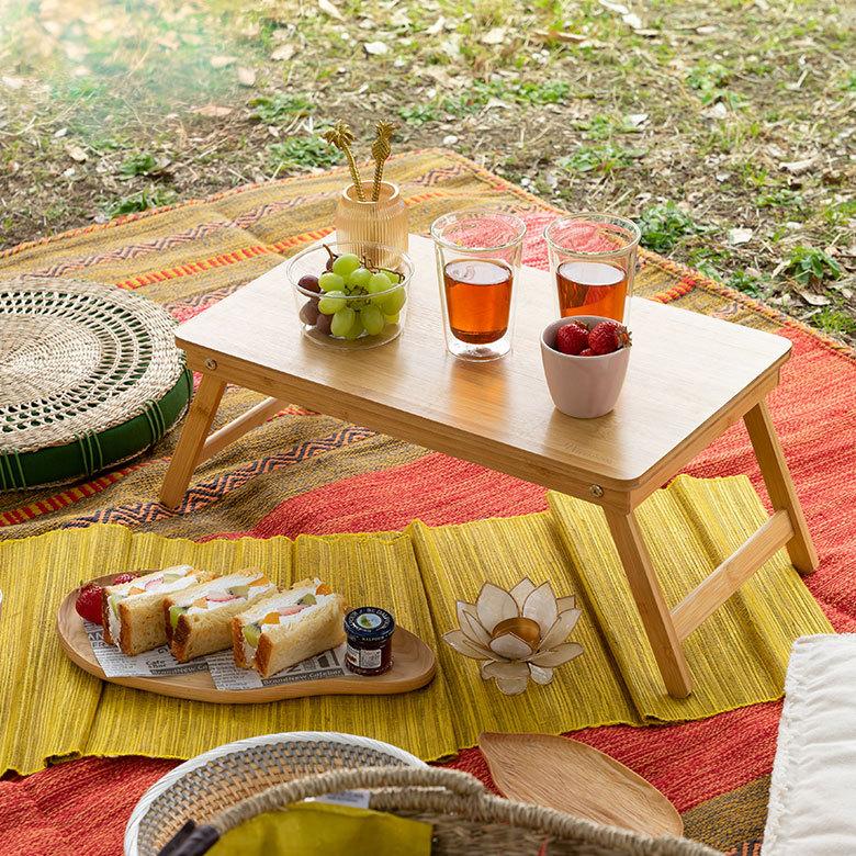 バンブー テーブル 60 竹 ロー サイド 折りたたみ アウトドア