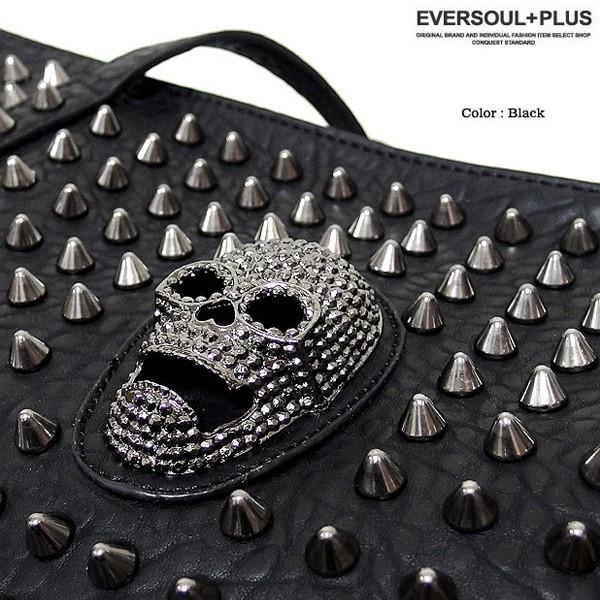 トートバッグ メンズ スカル スタッズ ショルダーバッグ フェイク