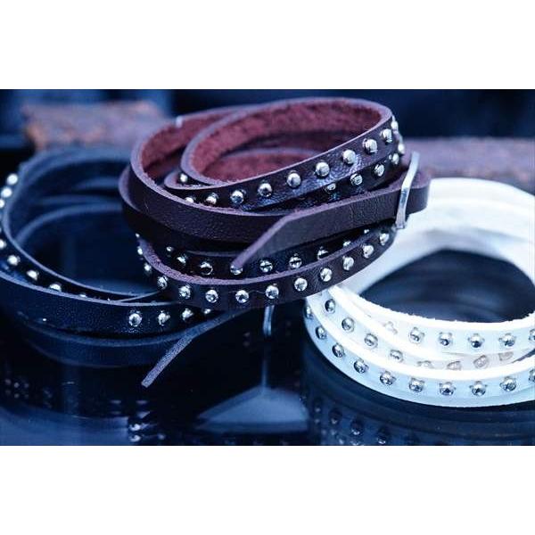 鋲 スタッズ パンク レザー 革 バングル ブレスレット メンズ シンプル