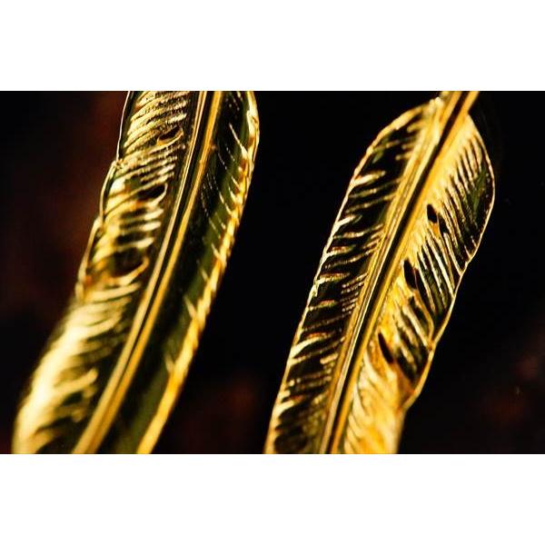 Indian Jewelry イーグルフェザー(鷲) 羽模様両面彫り ゴールド