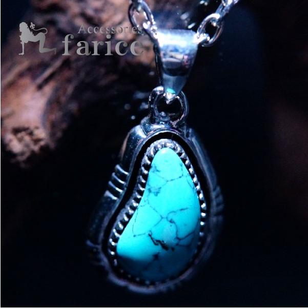 りゅ】インディアンジュエリー ベアクロス ネックレス ターコイズ付き