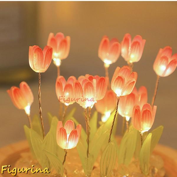 ナイトライト お花 チューリップ LEDライト 可愛インテリア 電池式/USB