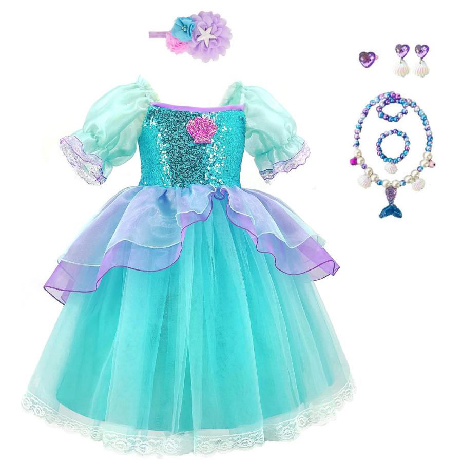 アリエル ドレス 子供 コスプレ 衣装 豪華6点 セット ( プリンセス