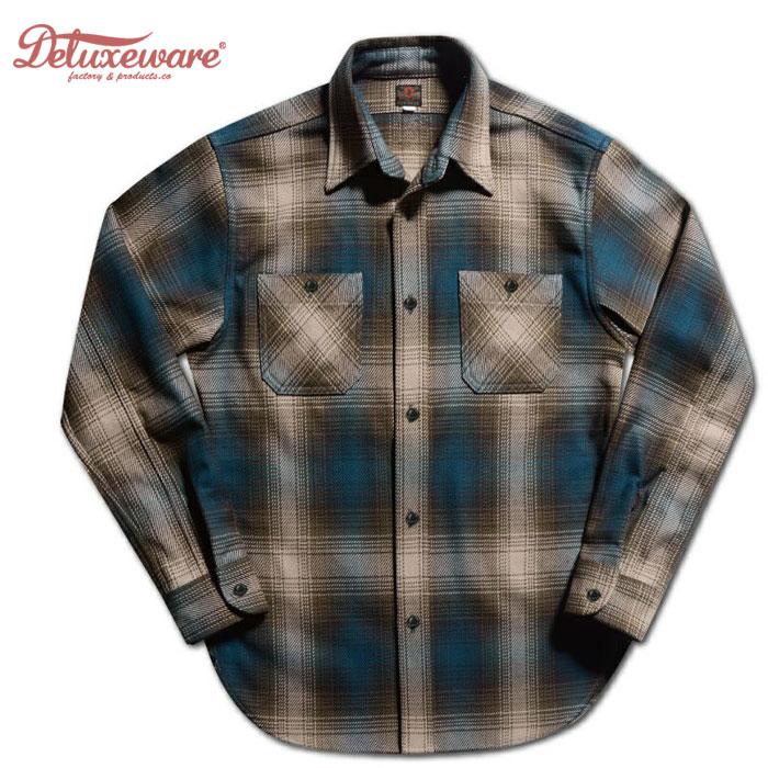 DELUXEWARE（デラックスウエア） ネルシャツ HV-54 BLUE OMBRE SHIRT