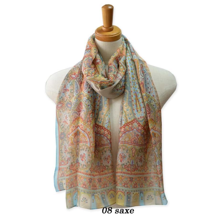 シルク100% ガーゼ ロングスカーフ ストール レディース 大判 長方形