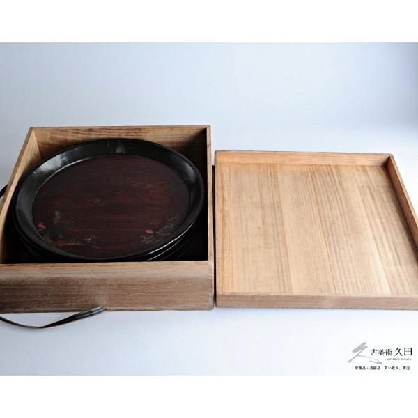 浄法寺塗 漆絵盆 絵変わり 5客セット 古民芸 丸盆 膳 茶道具 懐石
