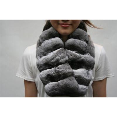 ファーマフラー レディース 毛皮マフラー チンチラマフラー ブラック