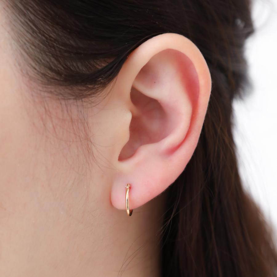 フープピアス K18 18金 ゴールド ミニ 小さい 華奢 細い 細め シンプル