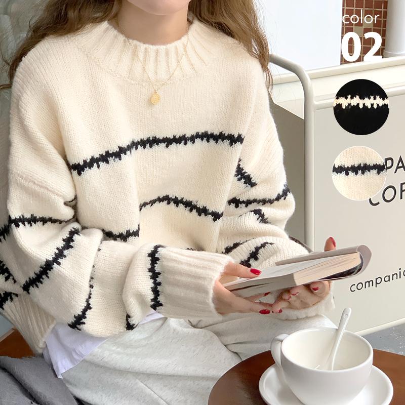 おしゃれ ニット ボーダー トップス 可愛い レディース フリーサイズ