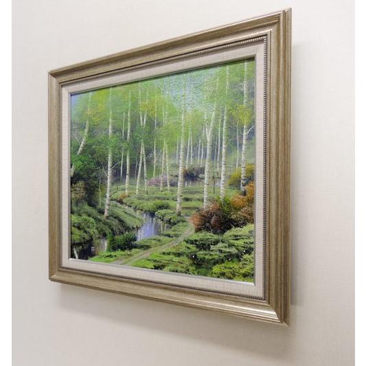 絵画 油絵 白樺林 （早瀬遼） 【肉筆】【油絵】【日本の風景】【10号