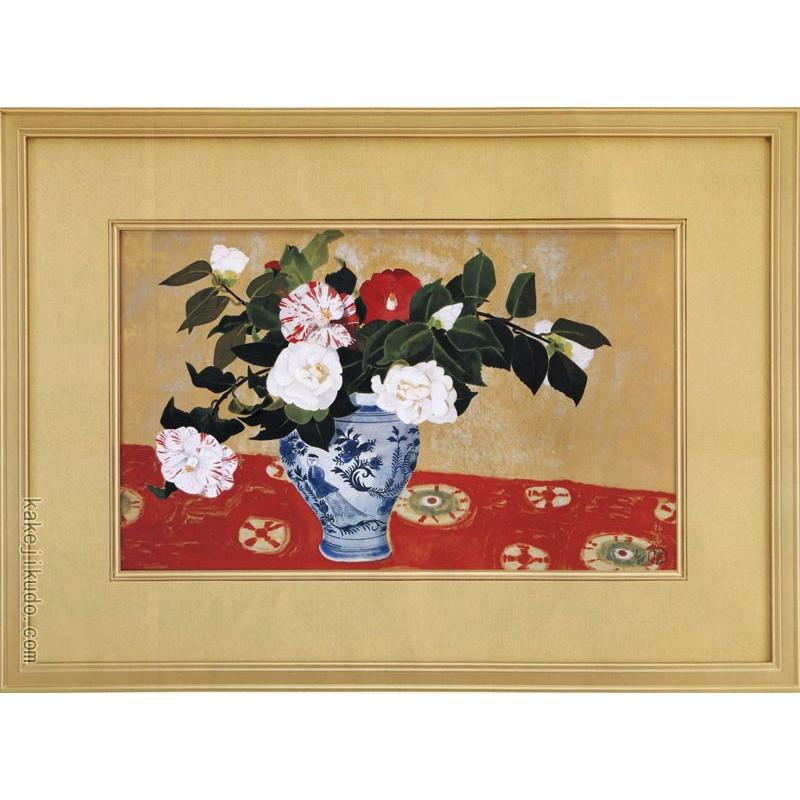 小倉遊亀 絵画 椿 【複製】【美術印刷】【巨匠】【変型特寸】 : 掛け軸